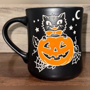 Super Cute 🥰 Hand Painted PUMPKIN 🎃 & Cat 🐈‍⬛ MUG  by Cobwebs & Cauldrons - NEW